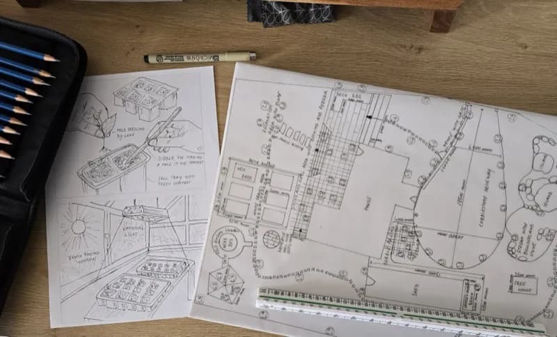 Planșe desenate de mână — design peisagistic